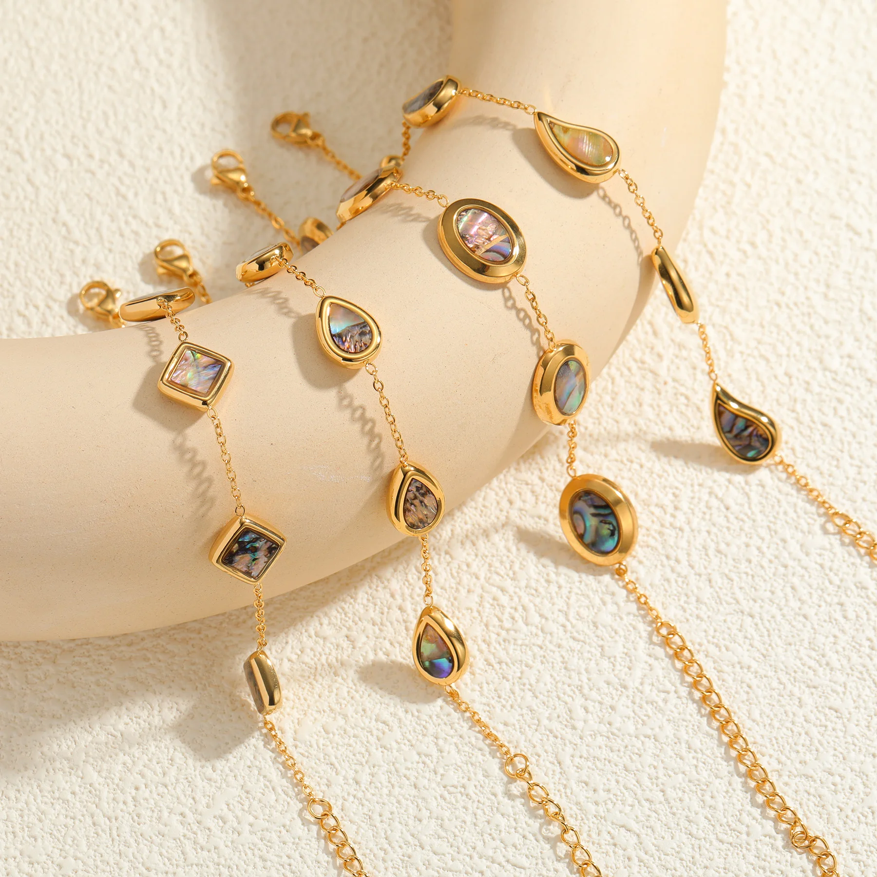 Kissmoon Trendy Stainless Steel Gold Color Exquisite Geometric Elliptical Circle Bracelet For Womem Vacation Party Jewelry Gifts