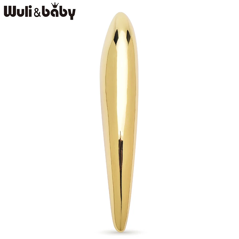 Wuli&baby Stainless Steel Geometric Brooches For Women Unisex Long Oval Party Office Clothes Brooch Pins Gifts